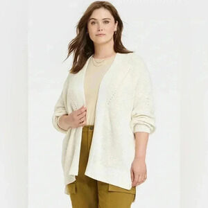 Universal Thread Women’s Open-front Cozy Knit Cardigan Color Cream Size 2X
